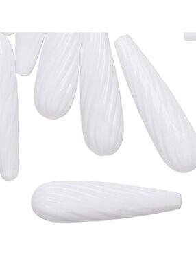 Vintage Germany White Lucite Swirls Acrylic Large 36x10mm Teardrop Beads 5pcs